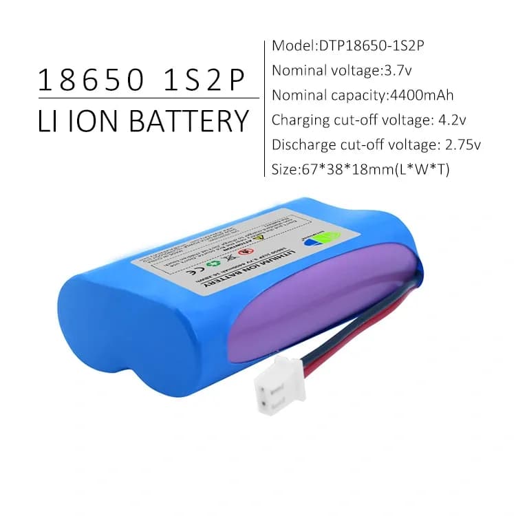  18650 2S1P 3.7V/7.4V 3000-4400mAh with Built-in BMS Protection for Heated Gloves