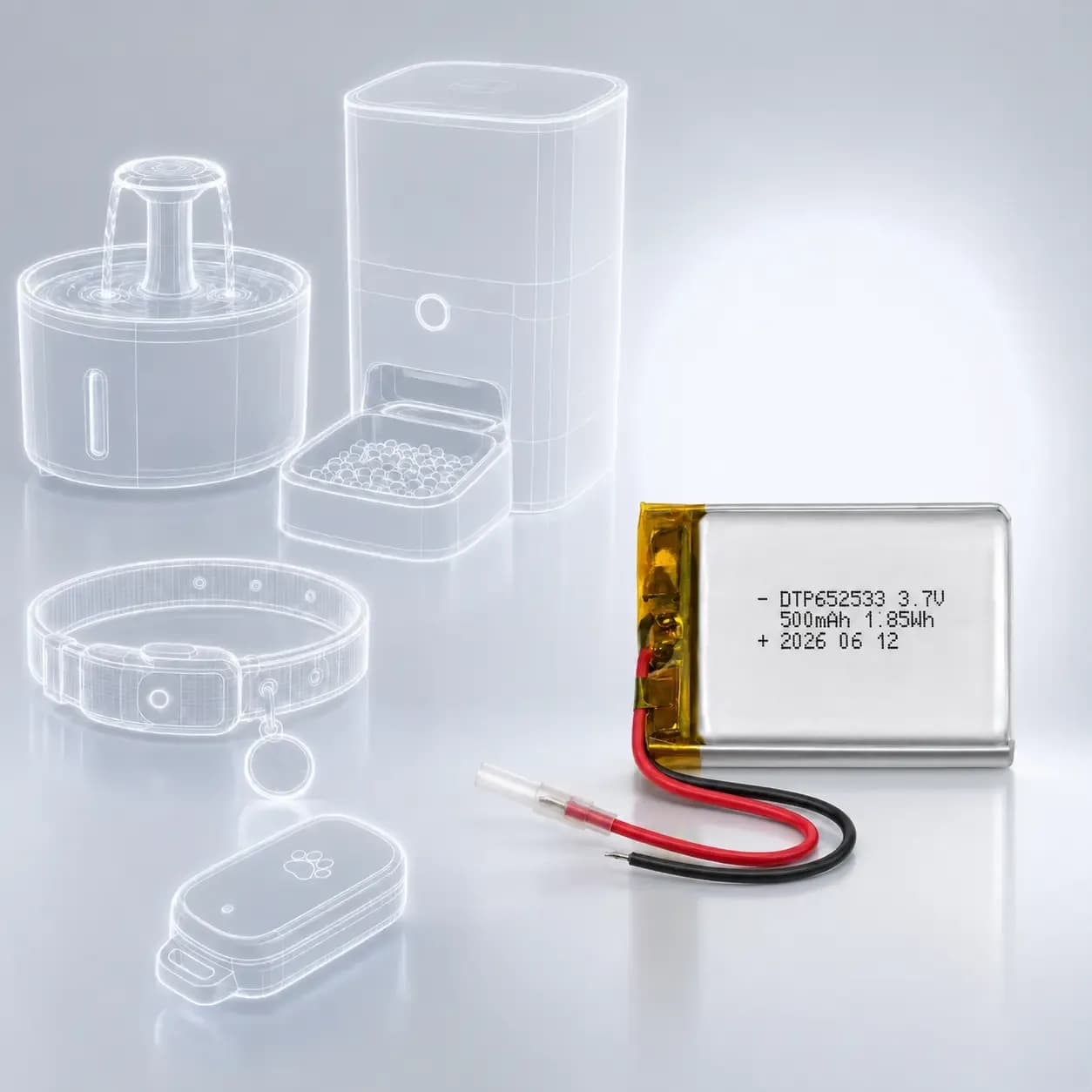 Green Battery DTP652533 500mAh 3.7V Rechargeable Battery Lithium Ion Batteries Pack