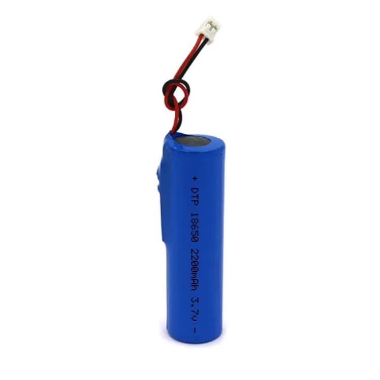 3.7V 2200mAh 18650 Rechargeable Li-ion Cylindrical Battery with Protection Circuit and Connector
