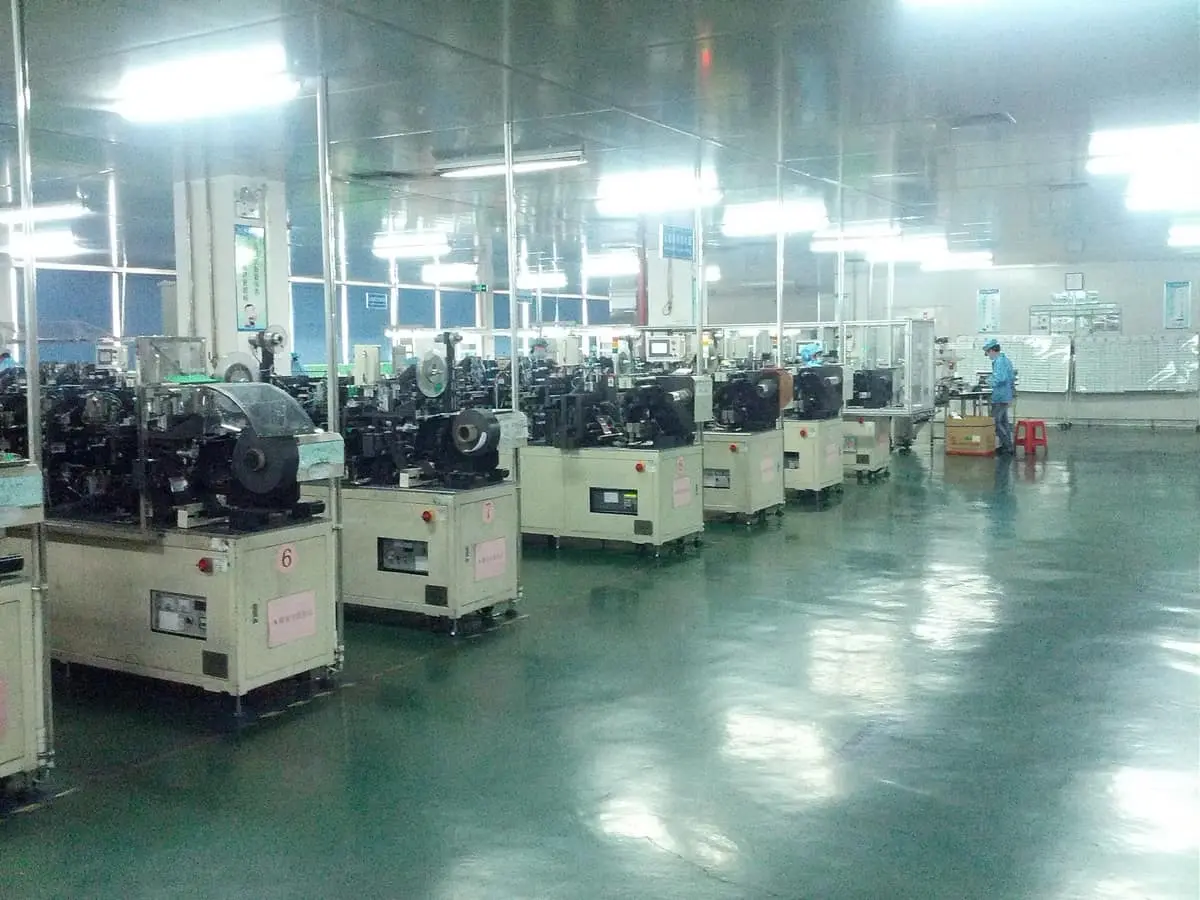 Rows of electrode machines running in parallel.