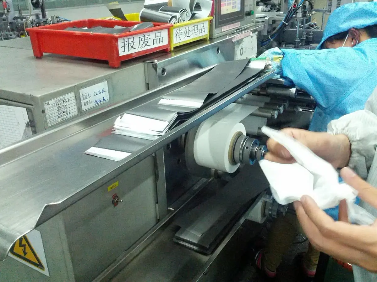 Close-up of the terminal tab welding.