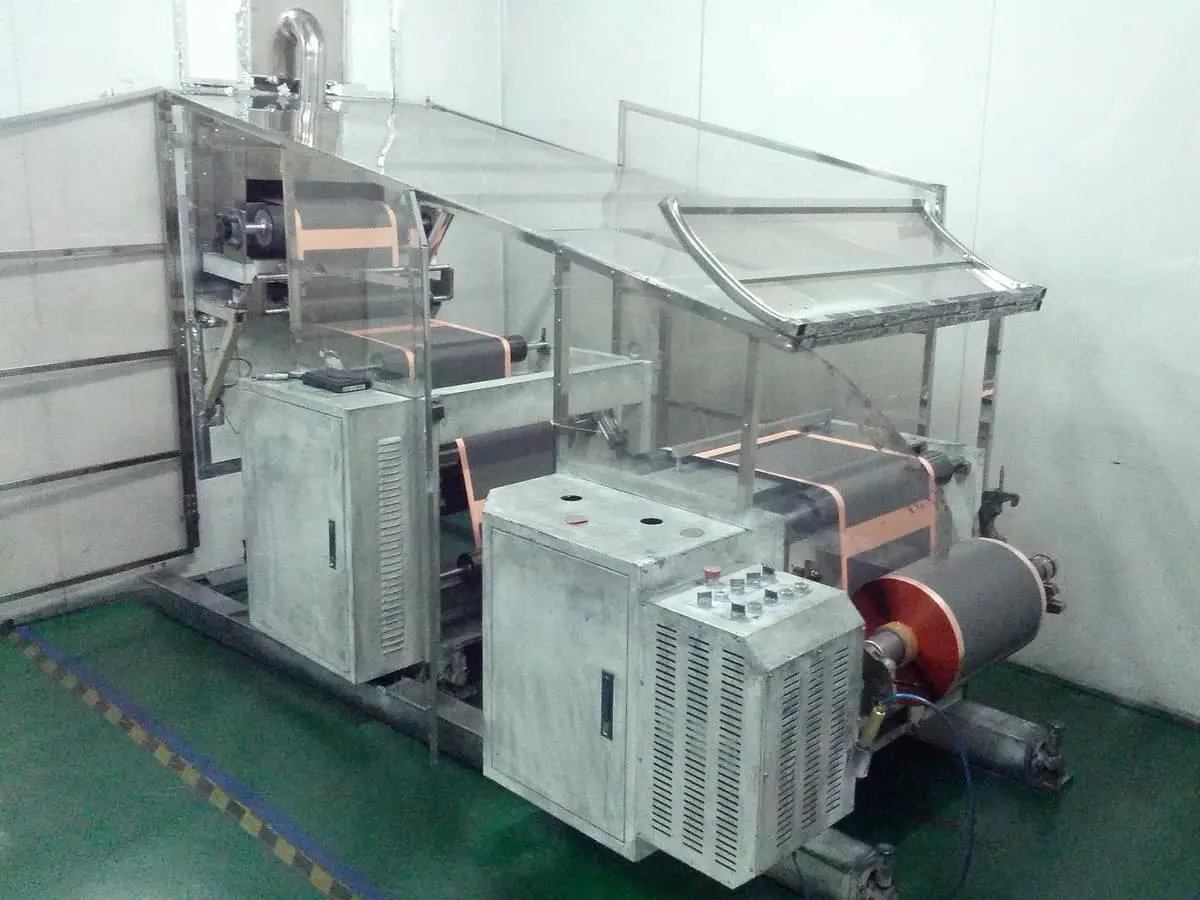 Two continuous coating lines: anode and cathode.