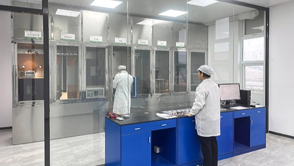 A caged room with eight failure-testing machines.